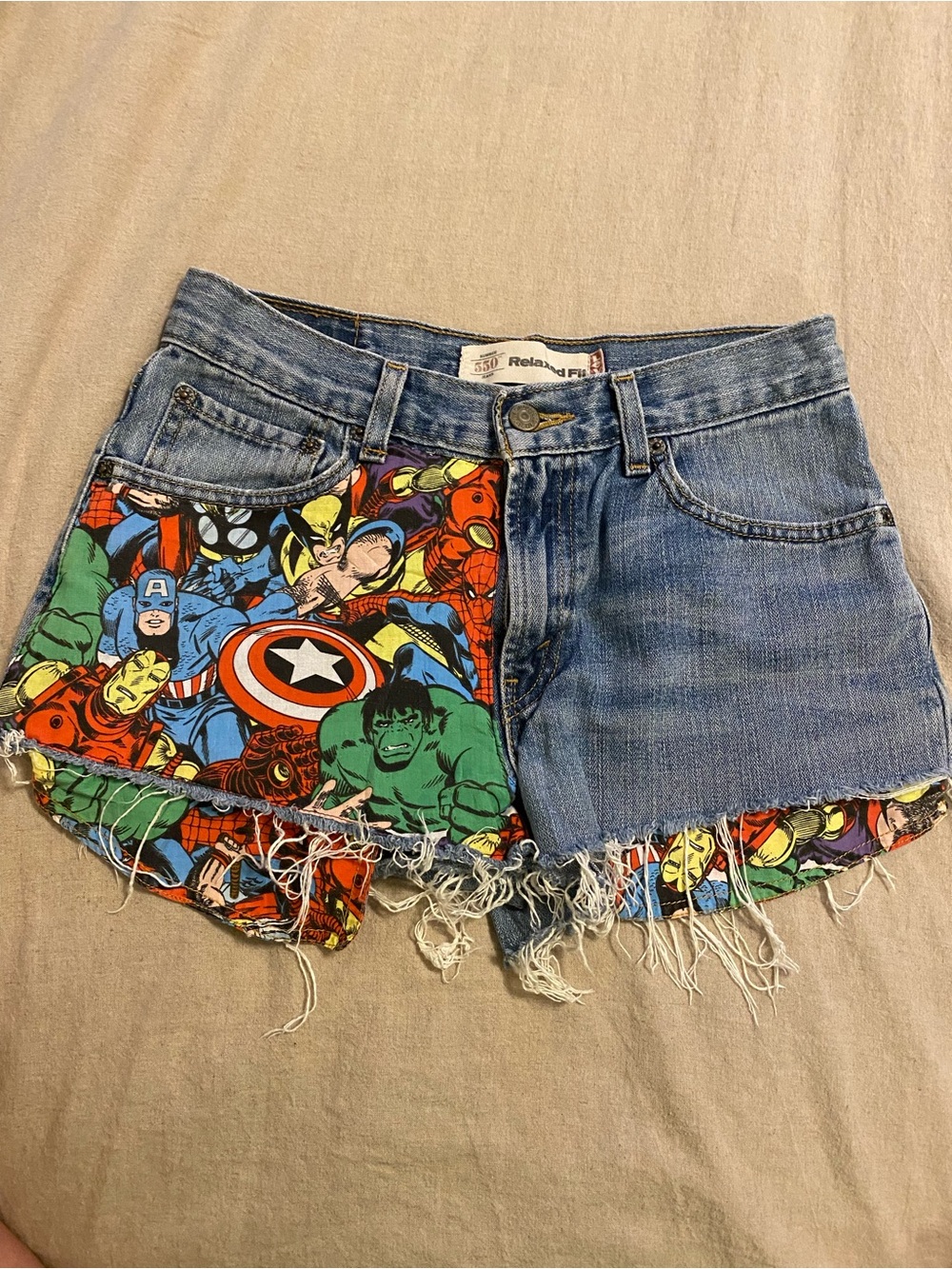 Levi’s Denim Shorts with Marvel Comic Print Accent - Blue